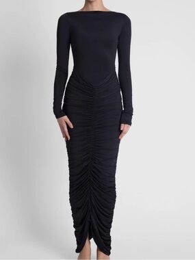Leau Rhea Ruche Maxi Dress Sz L